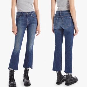 MOTHER Jeans The Insider Crop Step Fray Girl Crush High-Rise Blue Size 25